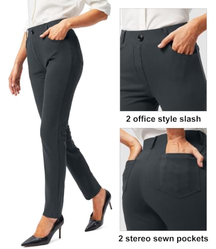 Rammus Womens Yoga Dress Pants with Pockets Stretch Pull On Work Leggings view 3