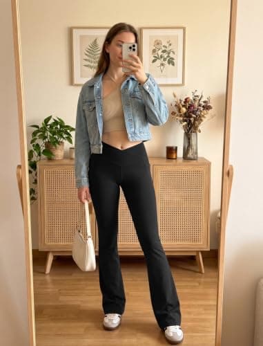 Women's Flare Leggings with Pockets Crossover High Waisted Yoga Pants view 3