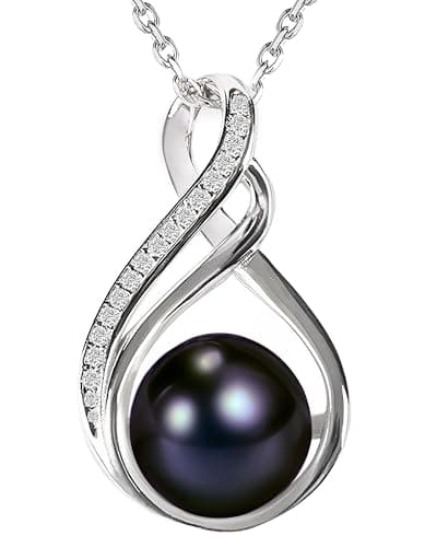 PEARLURA AAA+ 9mm Natural Black pearl necklace for women - Real pearl necklaces for women (18k gold platted 925 sterling Silver) — image 1