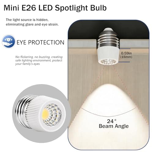 HengBo LED Spotlight Bulb 3W E26 (2 Pack) - 4000K Neutral White 240LM, 24° Narrow Beam Angle for Home Track Lighting, Display Accent Lighting view 3