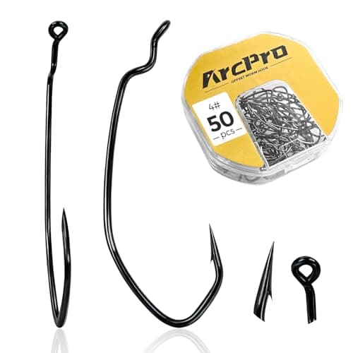 ArcPro Drop Shot Hooks, 100pcs Improve EWG Worm Hooks, Bass Fishing Hooks for Freshwater and Saltwater, High Carbon Steel Texas Rig Hooks with Portable Plastic Box, Black — image 1