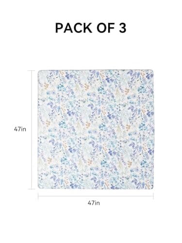 TILLYOU 3 Pack Muslin Swaddles for Newborns Baby Blankets for Girls Boys Cotton Swaddle Blankets 47"X47", Blue Flower view 2