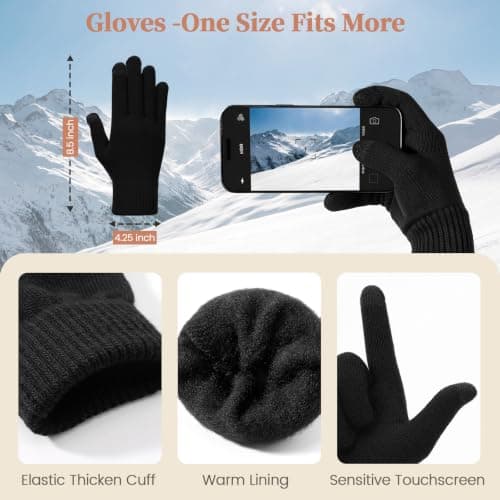 Winter Hat Scarf and Gloves Set Women Men 3-In-1 Set Knit Warm Soft view 4