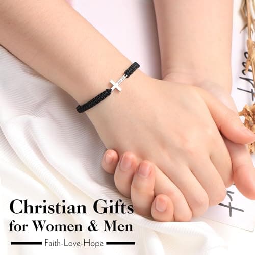 Sistble Christian Gifts Cross Bracelet for Men Easter Baptism Religious Gifts for Women Handmade Braided Bracelets Inspirational Confirmation Gifts for Teenage Girl Boys Jewelry view 3