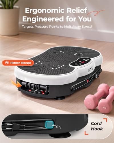 HTM Vibration Plate Exercise Machine, 9 Modes & 120 Speeds, Body Shake Plate with Resistance Bands Slot & Remote Control, Shake Board for Weight Loss Fat Burner Home Fitness Workout view 6