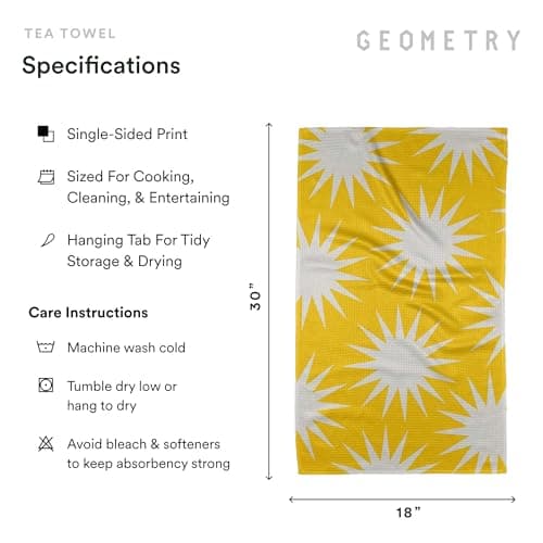 GEOMETRY Spring Kitchen Towels - Quick Dry Microfiber Cloth Spring & Summer Dish Towels for Kitchen Drying - Premium Quick Dry Towel - Lilac Sunburst, 18" x 30" - 2-Pack view 3