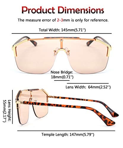 FEISEDY Classic Siamese One Piece Oversized Sunglasses Nice Rimless Stylish Retro Design for Women Men B2634 view 6