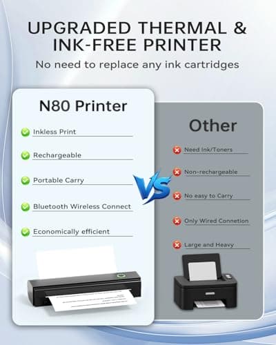 Portable Printers Wireless for Travel, N80 Bluetooth Thermal Printer view 3