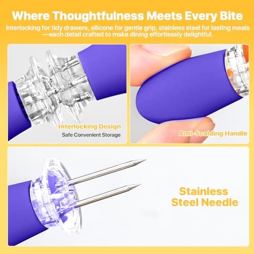 Corn on the Cob Holders Set with Interlocking Design & Storage Case, Silicone Handles + Stainless Steel Pins | Corn Cob Holders for BBQ, Picnics, Dishwasher Safe & Non-Slip Corn Skewers & Sticks. view 4