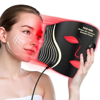 Red Light Therapy Mask for Face, 7 Colors LED Face Mask Light Therapy with Rechargeable Remote, Portable Anti-Aging & Skin Rejuvenation Device for Home Use or Travel, Ideal Gift for Women