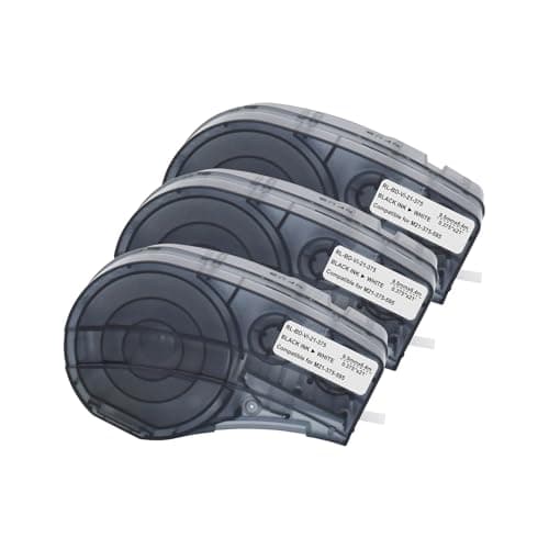 M21-375-595 Vinyl Label Tape - M210 Labels Compatible with BMP21 Plus BMP21 Lab Printer, Black On White, High Adhesion, High & Low Temperature Resistantance — image 1