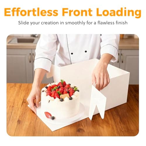 5 Pack Cake Boxes,10x10x8 Inch Tall Cake Box with Cake Boards 10",Disposable Cake Containers with Lids,White Bakery Boxes with Large Window,for Layer Cakes,Pies,Donuts,Cookies,Wedding,Birthday,Party view 4