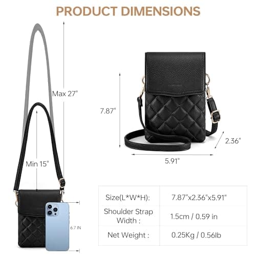 Goinsound RFID Small Crossbody Purses for Women Quilted Cell Phone Purse with RFID Blocking Credit Card Slots view 5