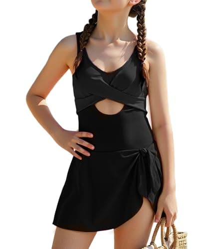 MFAVIP Girls One Piece Swimsuits Teen Swimsuits for Girls 14-16 Green V Neck Ruffle Strap for Beach — image 1