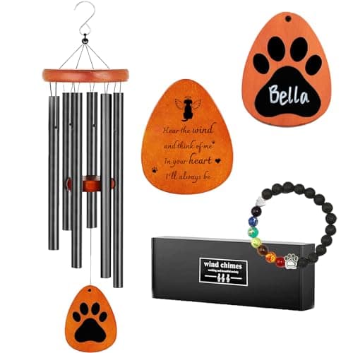 GDuolaPaws Personalized Pet Memorial Wind Chime, 26" Dog Memorial Gift for Loss of Dog, 3-Pieces Dog Passing Away Gift Package with Sympathy Card & Bracelet — image 1