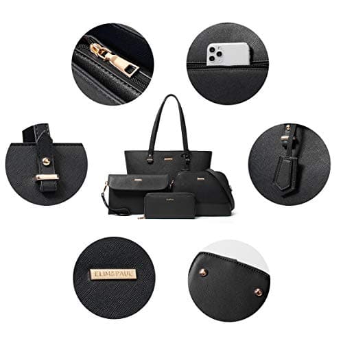 Women Fashion Synthetic Leather Handbags Tote Bag Shoulder Bag Top Handle Satchel Purse Set 4pcs view 6