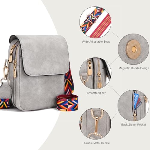 Soperwillton Crossbody Bags for Women Vegan Leather Purse Small Shoulder Handbags with Wide Adjustable Strap view 5