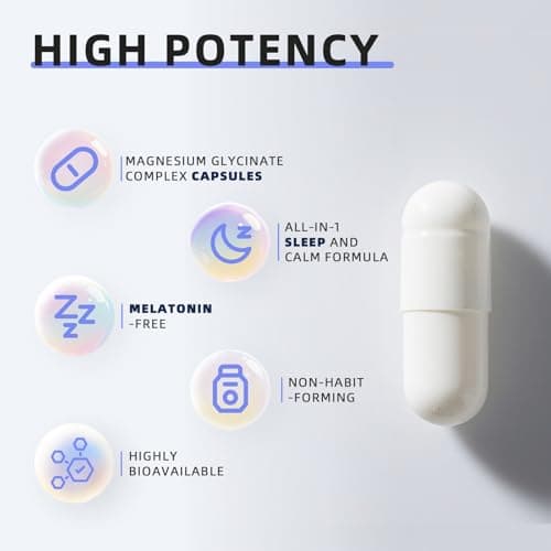 iMATCHME Magnesium Glycinate 850mg Capsules with L-Theanine, Chamomile & GABA for Sleep, Calmness, Muscle, Bone Health & Immune Support, Magnesium for Women and Men, Vegan, High-Absorption, 60 Count view 6