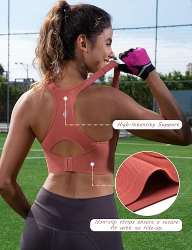 Cordaw Women's High Support Sports Bra, Adjustable Straps & Molded Cups, Racerback Workout Top view 6
