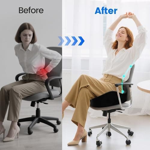 SofterCharm Seat Cushion, Memory Foam Chair Cushions for Tailbone/Sciatica Easing, Chair Pillow with Handles for Car, Office Chair Cushion with Non-Slip Design, Ideal for Post-Surgery Recovery(Black) view 4