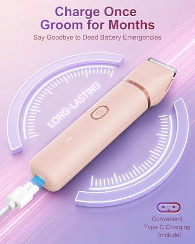 Bikini Trimmer for Women, 2-in-1 Electric Razors Shaver for Bikini Legs Pubic Hair,Rechargeable Ladies Bikini Hair Trimmer Removal with Snap-in Ceramic Blades IP7X Washable Head,Wet and Dry Use,Peach view 5