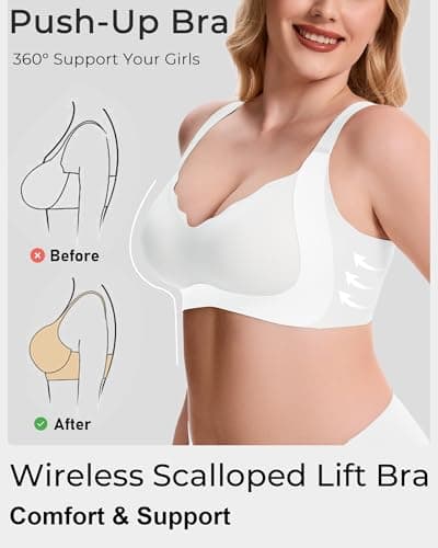 Gailife Scalloped Lift Bras Women Soft Jelly Push Up Wireless Bra Supportive V Neck No Underwire Seamless Tshirt Bralettes view 4