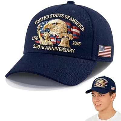 250 Anniversary USA Hat,United States 250th Anniversary Eagles Printing Hat,Adjustable Baseball Cap for Men & Veteran