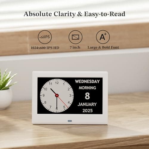 2025 NEW, Digital Clocks, 7'' Dementia Clock with Date and Time for Elderly, Auto-Dimming, 12 Reminders & 6 Alarms, Button & Remote Control, Auto DST, Digital Calendar for Seniors Large Display view 2