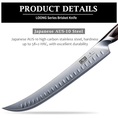 HOSHANHO Carving Slicing Knife, 12 Inch Razor Sharp Japanese Brisket Knife | Japanese High Carbon Steel Curved Butcher Breaking Knives with Ergonomic Handle, Professional Butcher Knife for Meat Cutting view 4