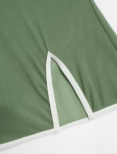 ZAFUL Womens High Waisted Skirt Bikini Sets, Mesh Swim Skirts Halter Two Piece Bathing Suits Color Block Swimsuits 2026 view 6