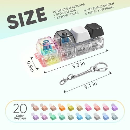 Keyboard Fidget Keychain, DIY RGB Lights Removable Keycaps, Stress Relief for Office Workers, Portable & Ideal Stress-Relief Gift view 3