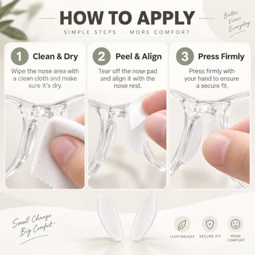 Clear Silicone Nose Pads for Glasses Anti Slip,20Pack Eyeglass Nose Pads | ultra-thin eye glasses nose pads non slip,comfotr glasses nose grips non slip,silicone nose pads for eyeglasses sunglasses view 5