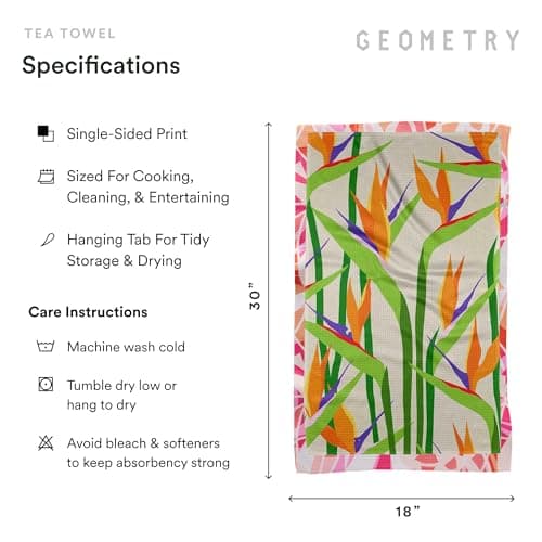 GEOMETRY Spring Kitchen Towels - Quick Dry Microfiber Cloth Spring & Summer Dish Towels for Kitchen Drying - Premium Quick Dry Towel - Paradise Blooming, 18" x 30" - 1-Pack view 2