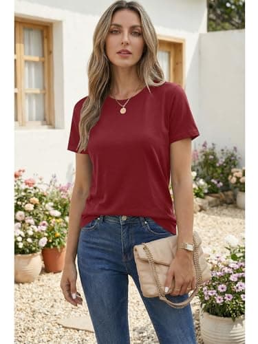 Women's Cotton T-Shirts Short Sleeve Crewneck Basic Solid Color Tee Loose Fit Shirts Breathable Comfy Summer Tops 2026 view 2