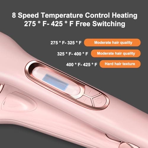 Hair Brush, JINRI Hair Iron, Pumped-Up Volume, Adjustable Temp, 360 ° Tail Rotation, Lasting Volume, for Short Or Thin Hair, Dual Voltage (100-240V), Volumizing Hair Iron, Pink, 1.38 inch view 3