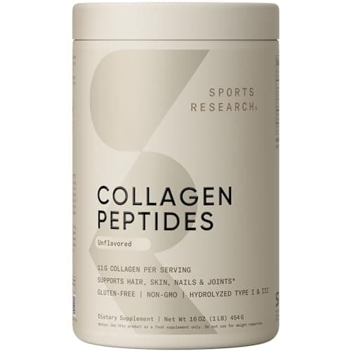 Sports Research Collagen Peptides - Hydrolyzed Type 1 & 3 Collagen Powder Protein Supplement for Healthy Skin, Nails, & Joints - Easy Mixing Vital Nutrients & Proteins, Collagen for Women & Men — image 1