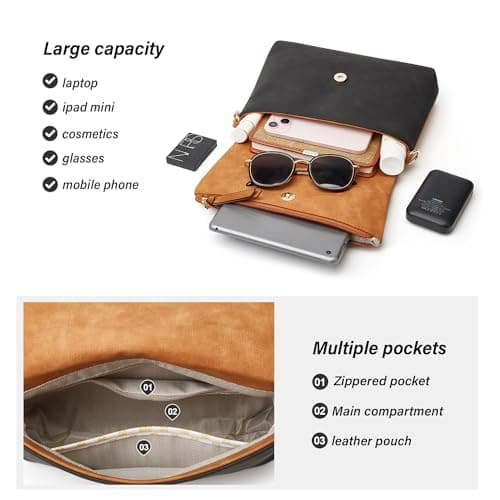 Crossbody Purse for Women Small Crossbody Bags Trendy Vegan Leather with Adjustable Shoulder Straps Gift for Mother Wife Mom view 2