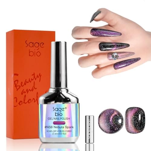 SAGEBIO Cat Eye Gel Nail Polish, 15ml Magnetic Gel, High-Gloss, Long-Lasting, Magnetic Stick for DIY Manicures, 3D Effect, Rich & Vibrant Colors, 04 — image 1