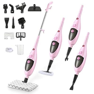 Moolan Steam Mops for Floor Cleaning, Steam mop for Hardwood Floors with Adjustable Steam & Double-Sided Pads, Floor Steamer for Laminate Floor, Tiles, Grout, Furniture (400ML Tank)