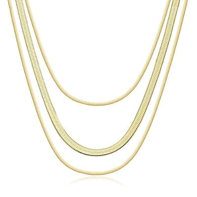JNZSSWHJJH Gold Chain Necklace for Women - 18K Gold Plated Gold Chain Necklace Layered Herringbone Rope Snake Paperclip Chain Necklaces Dainty Gold Chain Necklace for Women Gold Jewelry Gifts