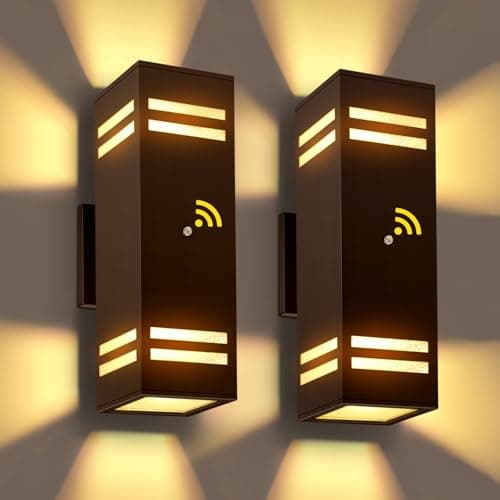 MZLITI 2-Pack Bronze Dusk to Dawn Outdoor Lights, Wall Light Wtih LED Bulbs, Modern Up Down Lights Outdoor, IP65 Waterproof Exterior Lighting Fixtures, Outside Lights for House for Porch, Garage — image 1