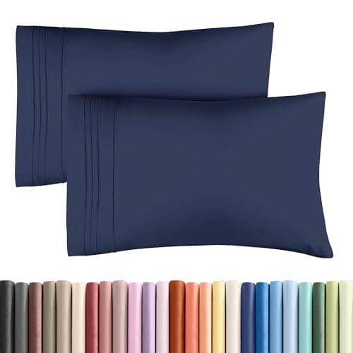King Pillow Cases Set of 2 - Ultra Soft Hotel Quality Pillowcase Covers - Comfy, Cozy & Wrinkle Free - Shrinkage, Stain & Fade Resistant - Machine Washable Pillow Protectors - 2 Piece Set - Navy Blue view 1
