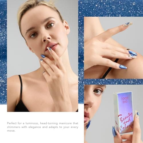 SAGEBIO High-Density & Ultra-Bright Cat Eye Gel Nail Polish with Magnet Stick, 15ml Sparkling Magnetic Gel for DIY Manicure, Long-Lasting Shine - Jade Smoke view 6