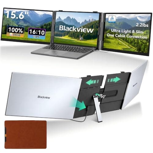 Blackview Laptop Screen Extender, 2.2 lb Ultra-Light, One-Cable Connection, 15.6" Triple Screen Laptop Monitor Extender, TÜV Eye-Care, Business Travel, Mac, Windows, ChromeOS, Switch — image 1