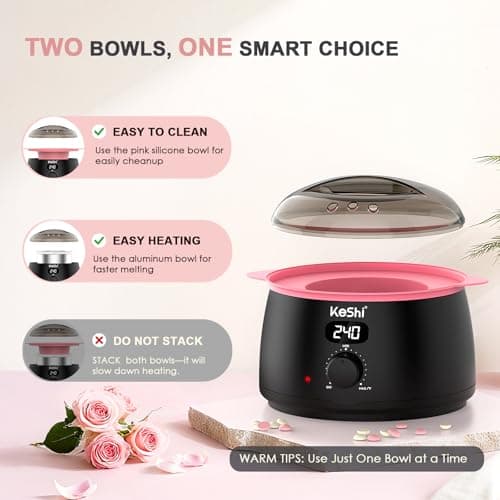 KeShi Waxing Kit for Women and Men, Digital Wax Warmer with 6 Bags Hard Wax Beads, at-Home Hair Removal Wax Kit for Full Body, Face, Eyebrow, Bikini, Legs, Brazilian Sensitive Skin view 2
