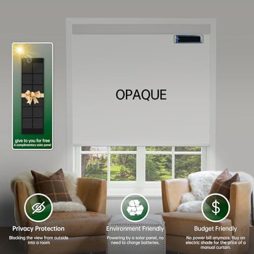 DONGFXK Motorized Blinds with Remote, Blackout Cooling Automatic Shades with Solar Panel Cordless Smart Blinds for Windows, Custom Electric Blinds Horizontal Roller Shades,White,34" W X 72" H view 3