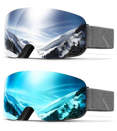 2Pack Ski Goggles for Men Women Snow Goggles Anti fog Snowboard Goggles with 100% UV Protection — image 1