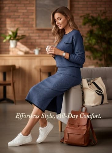 Dokotoo 2 Piece Sets for Women Sweater Dress Knit Travel Outfits Winter Dresses Skirt Set view 6