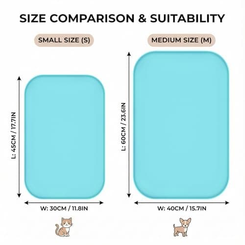 Waterproof Silicone Pet Feeding Mat Blue with Raised Edge,24" x 16"Non-Skid Spill Proof Dog Bowl Mats, Easy Clean Cat Bowls Placemat for Cats and Dogs view 2