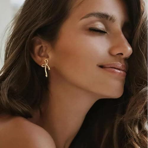 Bow Earrings for Women,14k Gold Plated and Hypoallergenic and Lightweight,Mothers Day Gifts for Mom Daughter view 4